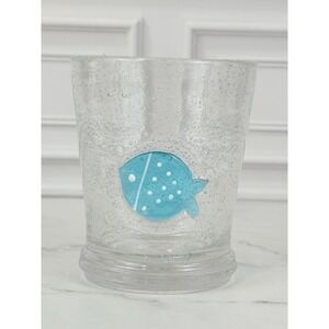 Anthropologie Icon Juice Bubble Glass with Blue Fish 4" Tall